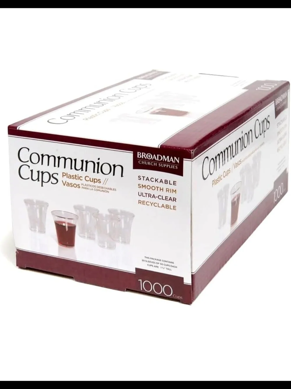Broadman Church Supplies Small Plastic Disposable Communion Cups, 1000 Count